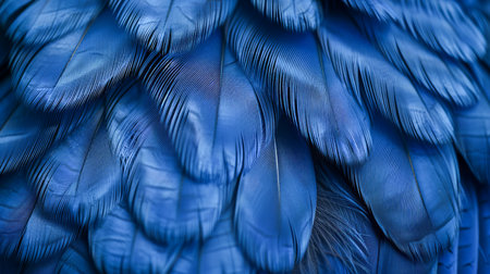 Close up Texture of Blue Macaw Parrot Feathers in Detailed Abstract Background AI Generativeの素材