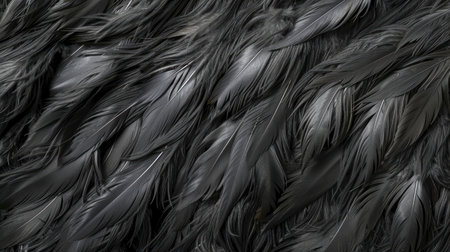Luxurious Black Feathers Texture Background for Fashion and Design Concepts AI Generativeの素材