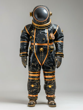 Vintage Deep Sea Diving Suit Isolated on Neutral Background Antique Diving Equipment Concept AI Generativeの素材