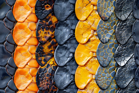 Luxurious Exotic Leather Textures in Orange and Black, Premium Material Background for Fashion and Upholstery Design AI Generativeの素材