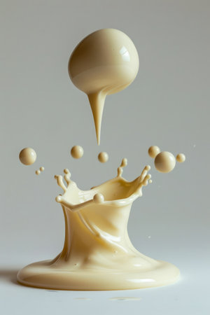 Dynamic Milk Splash Captured in High Speed Photography on Neutral Background for Creative and Commercial Use AI Generativeの素材