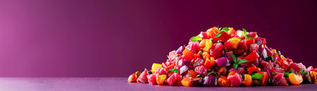 Colorful Assortment of Various Jelly Beans Piled on a Purple Background, Sweet Candy Treats AI Generativeの素材