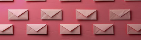 Seamless Pattern of Pink Envelopes on a Textured Red Background for Graphic Design Use AI Generativeの素材