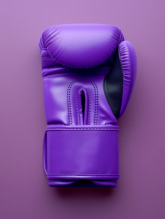 Single Purple Boxing Glove on a Purple Background Representing Sports, Fitness, and Combat Training AI Generativeの素材