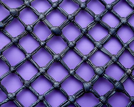 Abstract Geometric Pattern Symmetrical 3D Network Mesh Design on a Purple Background for Creative Graphics and Backgrounds AI Generativeの素材