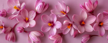 Beautiful Close up of Delicate Pink Flowers on Soft Pastel Background, Capturing the Elegance and Fragility of Nature s Blossoms in a Macro Shot with Vibrant Colors and Intricate Petal Details AI Generativeの素材
