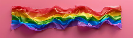 Vibrant Multi Colored Rainbow Fabric on Pink Background LGBTQ Pride, Colorful Art Design, Symbol of Diversity, Equality, and Inclusion AI Generativeの素材