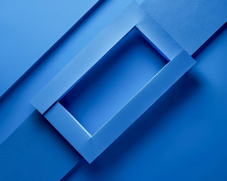 Modern Minimalist Blue Geometric Abstract Background, Rectangular Frame Design, Monochromatic Art, Stylish Contemporary Wallpaper, Elegant Blue Shapes Composition for Digital and Print Media AI Generativeの素材