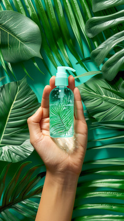 Refreshing Natural Skincare Serum with Botanical Extracts Organic Plant Based Formula for Glowing, Healthy Skin Hydrating and Nourishing, Perfect for Daily Beauty Routine AI Generativeの素材
