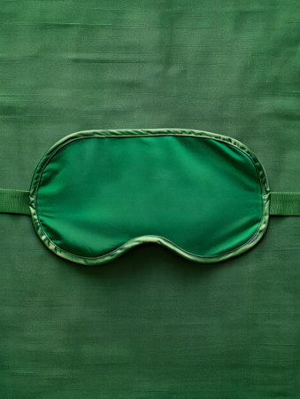Luxurious Green Silk Sleep Mask for Comfortable Overnight Rest and Relaxation Soft Eye Shade Cover for Travel, Meditation, and Deep Sleep Elegant Bedtime Accessory for Enhanced Sleep Quality AI Generativeの素材