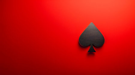 Striking Red Background with Isolated Black Spade Symbol for Bold Minimalistic Design in Poker and Casino Themes AI Generativeの素材