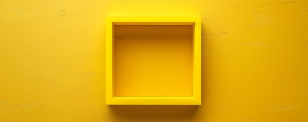 Vibrant Yellow Square Frame Against Monochromatic Yellow Background Minimalist Design, Creative Decor, Modern Art Concept for Home and Office Spaces, Bright and Bold Color Scheme, Contemporary Aesthetics AI Generativeの素材