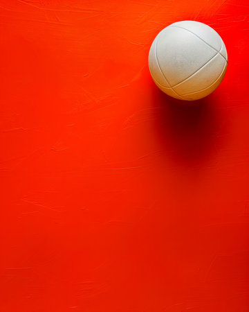 White Ball on Vibrant Orange Background Minimalist Sports Concept with Bold Color Contrast and Simple Geometric Shapes Bright Contemporary Art and Design Inspiration AI Generativeの素材