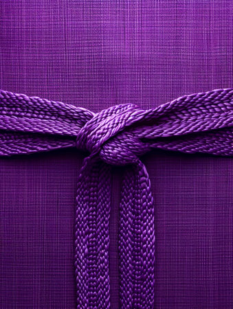 Elegant Purple Textured Wall with Intricate Knotted Rope An Artistic Display of Color and Design for Home Decor, Office Spaces, and Creative Visuals AI Generativeの素材