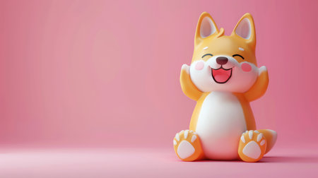 Cheerful Cartoon Corgi Toy on Pink Background Cute, Colorful, and Playful Dog Figure for Children and Collectors Happy Corgi Figurine Decorating Ideas Perfect Gift for Kids and Dog Lovers AI Generativeの素材