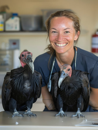 Witness the extraordinary work of a dedicated veterinarian and the heartwarming stories of rare birds receiving life-saving care This glimpse into the inspiring world of wildlife conservation showcases the transformative power of veterinary expertise, passion, and resilience in safeguarding endangered species AI Generativeの素材