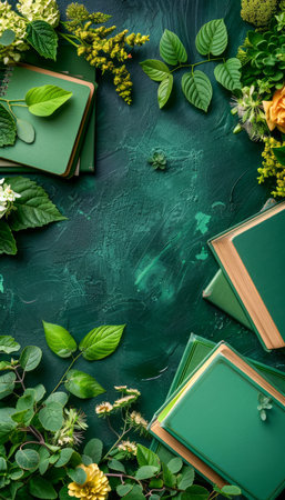 Capture the beauty of nature with our Nature-Inspired Journal Collection Nestled amidst vibrant leaves and blooming flowers, these journals provide a tranquil haven for your gardening notes, botanical sketches, and outdoor writing Embrace the spirit of nature as you pen your thoughts and ideas, surrounded by its verdant embrace AI Generativeの素材