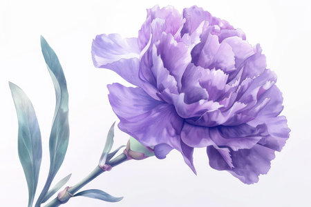 A vibrant watercolor painting captures the exquisite beauty of a purple peony in full bloom Delicate petals unfurl with grace, while lush green leaves provide a stunning backdrop This artwork is a perfect choice for art lovers, garden enthusiasts, and anyone who appreciates the intricate details of nature&#39;s artistry AI Generativeの素材