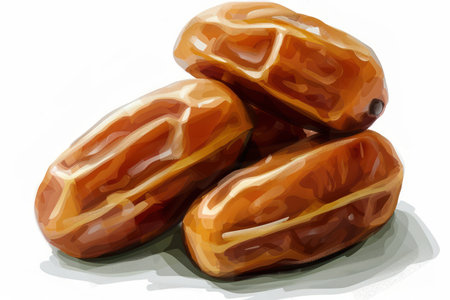 A captivating close-up of plump, glistening Medjool dates, ready for culinary indulgence Their rich, dark brown hue and natural sweetness make them perfect for healthy snacking, vegan baking, and adding a touch of natural sweetness to recipes AI Generativeの素材