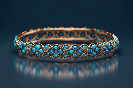 This elegant turquoise bracelet boasts a unique braided design, crafted with high-quality materials It embodies modern fashion with its stylish turquoise stones and intricate craftsmanship A perfect gift for any occasion, this bracelet adds a touch of sophistication to any outfit AI Generativeの素材