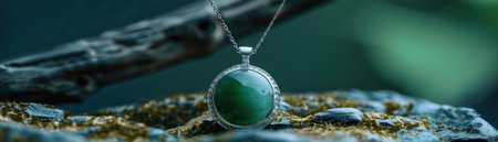 Elevate your style with this exquisite jade pendant featuring a sapphire inlay This luxurious necklace showcases vibrant elegance and timeless beauty Crafted from high-quality gemstones, it exudes sophistication and is perfect for special occasions or everyday wear  A stunning piece that embodies luxury and refinement AI Generativeの素材