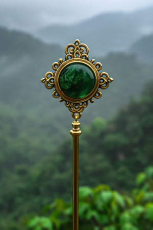 This intricately carved jade hairpin boasts detailed patterns, showcasing the exquisite craftsmanship of this elegant piece Crafted from premium quality jade, it&#39;s a perfect addition to fine accessories or for collectors Its timeless charm and high quality make it a treasured heirloom AI Generativeの素材
