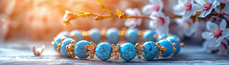 A vibrant turquoise bracelet adorned with a charming design This playful piece is perfect for adding a touch of elegance to any outfit  The beautiful turquoise stone and intricate details create a stunning accessory for women and girls Whether you're dressing up or down, this bracelet is sure to make a statement AI Generativeの素材