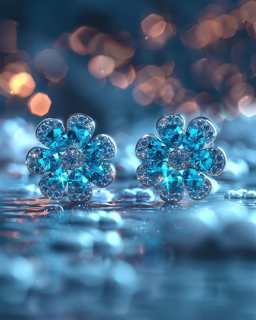 These stunning turquoise earrings feature a beautiful cluster design, perfect for adding a touch of elegance to any outfit  Made with high-quality turquoise, they sparkle and shimmer, making them ideal for special occasions or everyday wear  A timeless and versatile gift, these earrings are sure to be cherished AI Generativeの素材