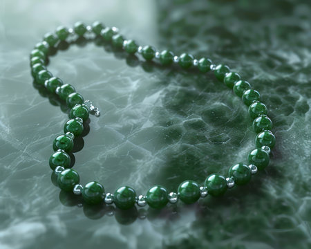 This timeless jade necklace features a classic silver chain, offering a touch of elegance for any occasion Crafted with high-quality materials, it showcases the beauty of jade with exquisite craftsmanship The perfect gift for women who appreciate stylish accessories, this necklace combines sophistication and durability AI Generativeの素材