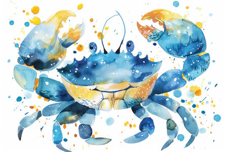 This charming watercolor crab clipart boasts a happy face and detailed design, perfect for adding a touch of whimsy to your projects Its bright colors pop against white backgrounds, making it ideal for art projects, cards, invitations, and more Let this cute crustacean brighten your creative endeavors! AI Generativeの素材