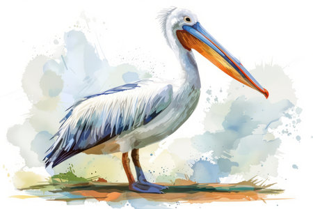 This delicate watercolor pelican boasts a large, striking beak against a pristine white background  Its soft tones create a gentle, artistic impression, perfect for nature lovers, bird enthusiasts, and art aficionados  Use this versatile clipart for projects, designs, and more! AI Generativeの素材