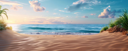 Immerse yourself in the captivating beauty of coastal landscapes Witness towering sand dunes sculpted by the wind, pristine beaches kissed by the sea, and breathtaking vistas that inspire awe This collection offers a visual journey through serene coastal wonders, showcasing the raw beauty of nature&#39;s artistry AI Generativeの素材