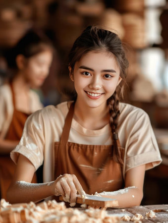 **Photostock Description:**

Capture the essence of hands-on education in a woodshop class Show students engaged in building, crafting, and creating with practical skills Highlight the joy of learning and the satisfaction of creating something tangible AI Generativeの素材