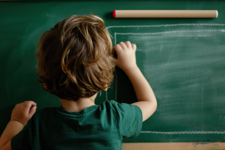 A passionate teacher brings lessons to life with vibrant chalk on a blackboard Their infectious enthusiasm sparks student engagement, creating an interactive and stimulating learning environment This photo captures the essence of dynamic teaching and the joy of learning AI Generativeの素材
