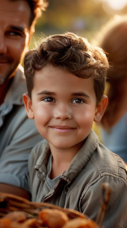 Celebrate Independence Day with a joyous family picnic in the park! This photo showcases a heartwarming scene of laughter, games, and shared moments amidst a vibrant picnic setup  Capture the spirit of unity and fun as loved ones bond over outdoor activities, creating cherished memories AI Generativeの素材