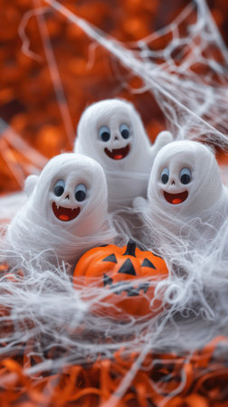 Transform your gathering into a spine-tingling spectacle! This photostock captures the essence of a Halloween party brimming with spooky decorations, eerie cobwebs, and ghostly apparitions  Prepare for an unforgettable night of chilling fun and haunting delight AI Generativeの素材