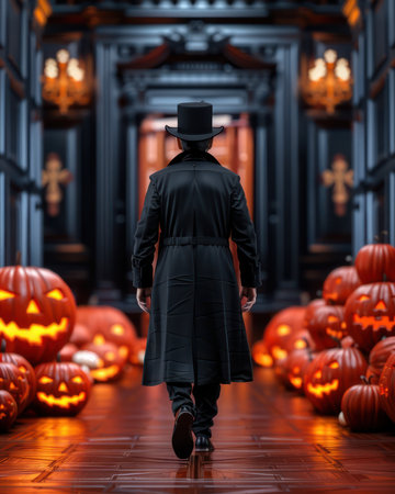 Prepare for a spine-tingling Halloween adventure! Our haunted house features a spooky butler, ghostly apparitions, eerie trails, and pumpkin-filled surprises Get ready for thrills, chills, and family fun as you navigate this ultimate scary experience AI Generativeの素材
