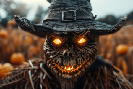 Transform your yard into a haunted haven with spooky scarecrows!  Create a chilling atmosphere with eerie props and creepy details This guide offers ideas for scary scarecrows, spooky ambiance, and Halloween vibes that will make your yard the most haunted in the neighborhood AI Generativeの素材
