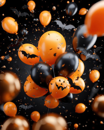 Transform your home into a spooky wonderland with these festive Halloween decorations!  From creepy crawlers and ghostly glow to sinister surprises, these balloons, bats, and pumpkins will create the ultimate fright night atmosphere Get ready to haunt your home and celebrate the spooky season in style! AI Generativeの素材