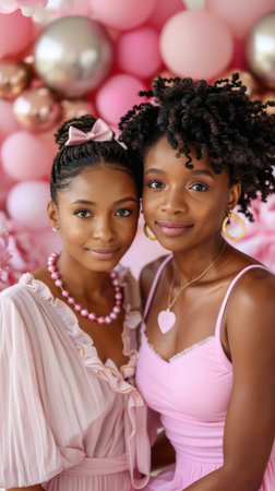 Empowered women stand together in a powerful photo shoot, raising awareness for breast cancer  Their strength, unity, and hope shine through, inspiring others and showing support for those battling the disease This image celebrates courage and encourages early detection AI Generativeの素材