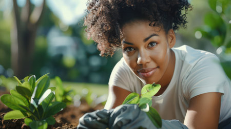 Volunteers work together to clean up a local park, demonstrating a commitment to community service and environmental care Their efforts promote eco-friendly initiatives, maintain park beauty, and contribute to a healthier planet AI Generativeの素材