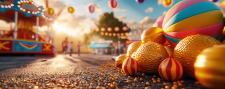 Capture the joyous spirit of a Labor Day community fair! Vibrant images of thrilling rides, exciting games, and families creating unforgettable memories Showcase the lively atmosphere, perfect for all ages High-resolution photorealistic images that bring the fun to life AI Generativeの素材