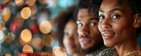 A heartwarming scene of a family huddled around a computer, excitedly browsing for holiday deals  They share smiles and laughter as they navigate online shopping, bonding over the thrill of finding the perfect gifts and saving money  This photo captures the joy of family time and the excitement of holiday shopping AI Generativeの素材