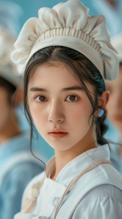 A celebration of Women's History Month featuring talented female chefs  Their culinary artistry shines through as they prepare exquisite gourmet dishes, showcasing skill, passion, and innovation in the world of fine dining and gastronomy AI Generativeの素材