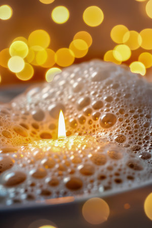 Indulge in a luxurious Valentine&#39;s Day experience with a romantic candlelit bubble bath  Create unforgettable moments with sensual scents, soft lighting, and a cascade of bubbles for the perfect celebration of love  This is the ultimate in relaxation and romance AI Generativeの素材
