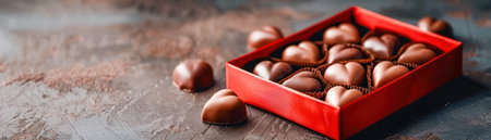 Indulge in sweet romance with these exquisite heart-shaped chocolates, nestled in a plush velvet box The perfect Valentine&#39;s Day treat for your loved one, offering an elegant and luxurious experience Celebrate love with every bite of these decadent chocolates AI Generativeの素材