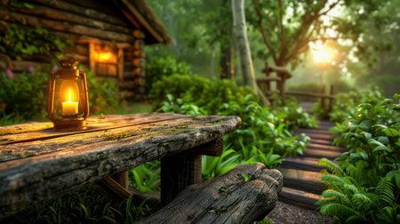 Escape to a cozy cabin nestled in serene nature Perfect for Valentine&#39;s Day or an unforgettable weekend getaway Enjoy privacy and relaxation with your loved one amidst tranquil settings This romantic retreat offers a cozy ambiance and breathtaking views Unwind and reconnect in a peaceful haven AI Generativeの素材