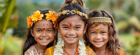 Radiant children adorned in vibrant ethnic attire revel in the joy of Diwali Their infectious laughter and sparkling eyes capture the essence of this vibrant festival, celebrating culture, tradition, and happiness Stunning images that evoke the spirit of Diwali and its timeless appeal AI Generativeの素材