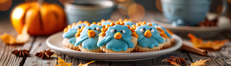 These festive Thanksgiving turkey cookies are the perfect sweet treat for your holiday celebrations!  With their creative designs and delicious flavors, they&#39;ll be a hit with guests of all ages  Get ready to make your holiday extra special with these fun and easy-to-bake cookies AI Generativeの素材