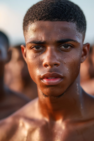 &quot;Celebrating Black History Month: Outstanding Black Athletes&quot; captures inspiring moments and achievements at prestigious sports events  Witness athletic excellence on display, highlighting the contributions of Black athletes throughout history Powerful images showcase their talent, resilience, and impact on the world of sports AI Generativeの素材